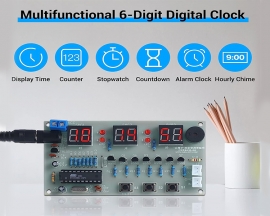DIY Kit 6Bit Electronic Clock Alarm Counter Countdown Stopwatch Electronic Soldering Practice Learning Kits